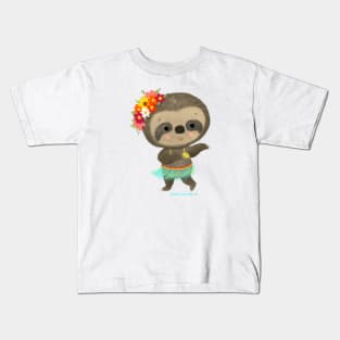 Sloth dancing hula Kids T-Shirt